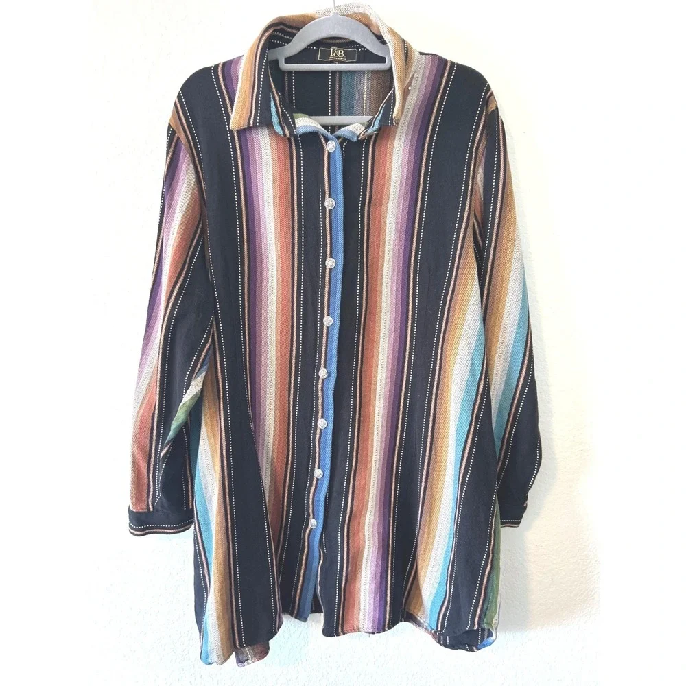 Lucky‎ & Blessed Purple Serape Button Up Tunic Cowboy Rodeo Western Vintage
